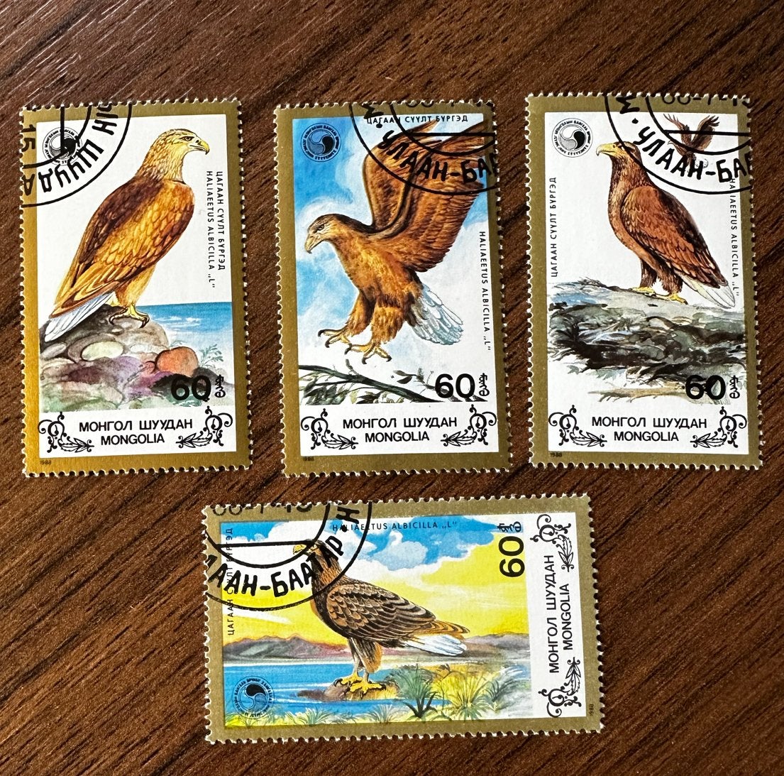 Mongolië 1988 - Roofvogels - Gestempeld vogels, Ophalen of Verzenden, Gestempeld