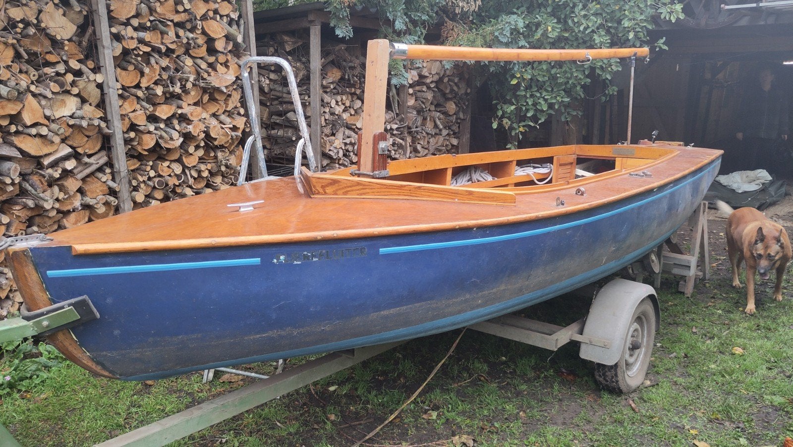 BM 12 m² houten zeilboot – met trailer en buitenboordmotor, Gebruikt, Dekzeil, 5 m, Hout