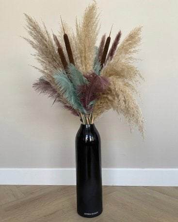 Vaas Rivièra Maison, Ophalen, Zwart, Minder dan 50 cm, Glas