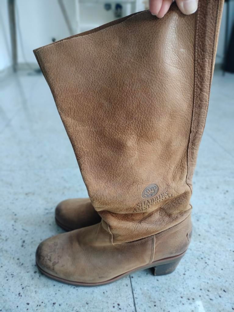 Shabbies Amsterdam leren laarzen - Maat 38, Kleding | Dames, Schoenen, Gedragen, Hoge laarzen, Bruin, Ophalen of Verzenden