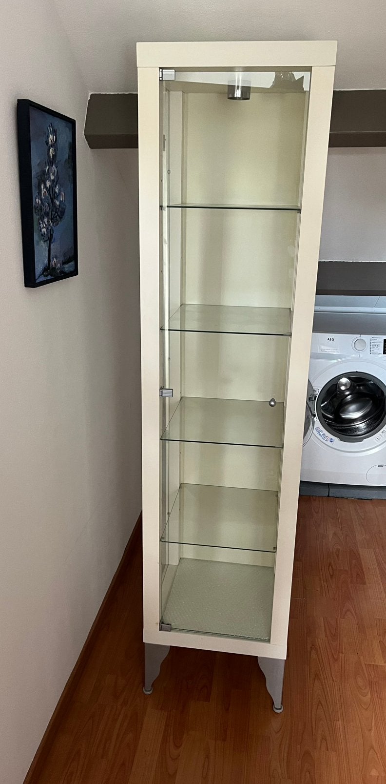 Vitrinekast met Glazen Planken - Crème/Wit, Ophalen, Minder dan 50 cm, 150 tot 200 cm, 25 tot 50 cm