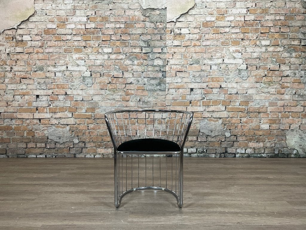 Vintage Draadstoel set van 4 – Chroom/zwart | TheReSales, Huis en Inrichting, Stoelen, Ophalen, Zwart, Design, Zo goed als nieuw