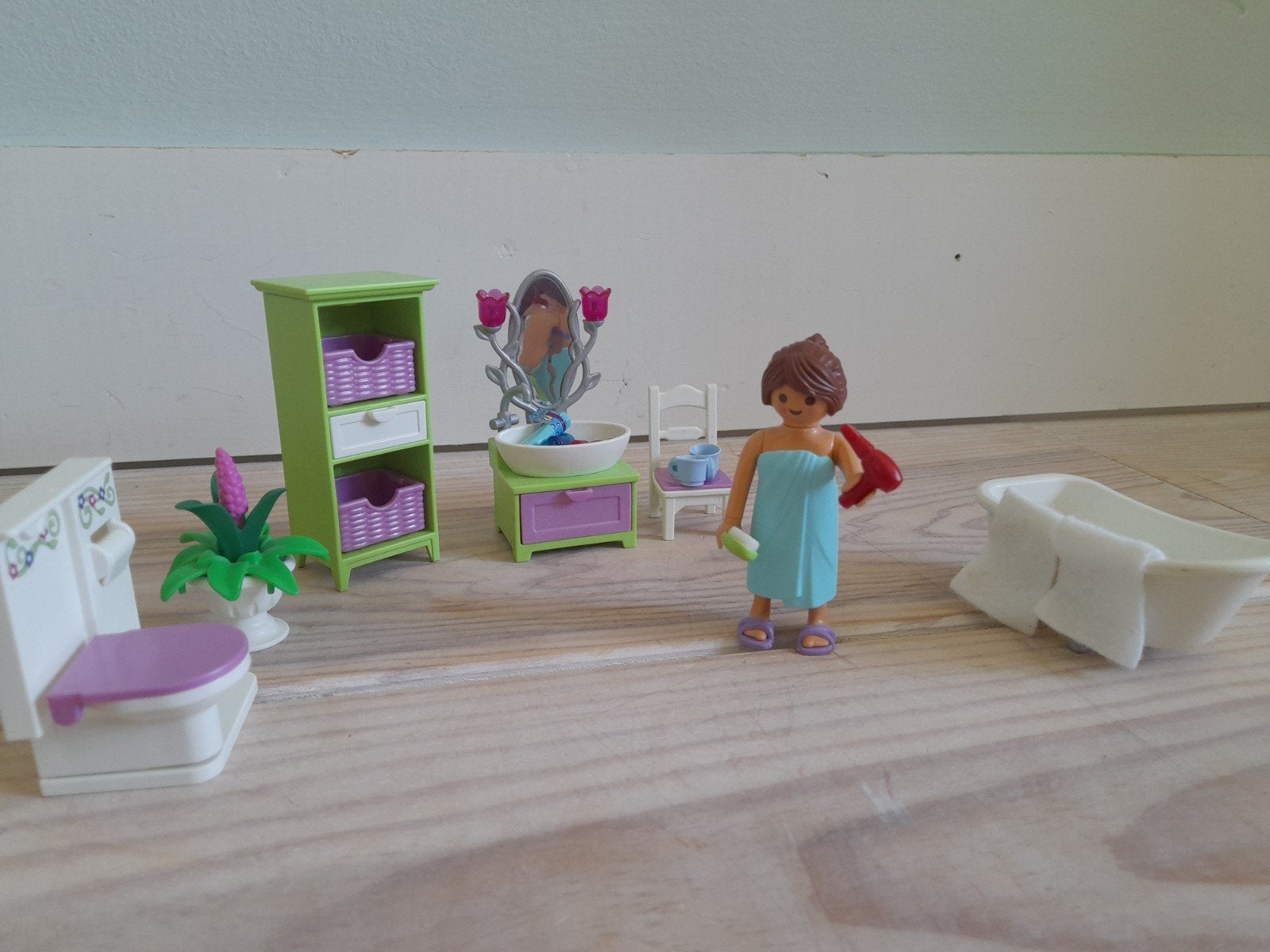 Playmobil badkamer set met poppetje en accessoires, Kinderen en Baby's, Speelgoed | Overig, Ophalen of Verzenden, Zo goed als nieuw