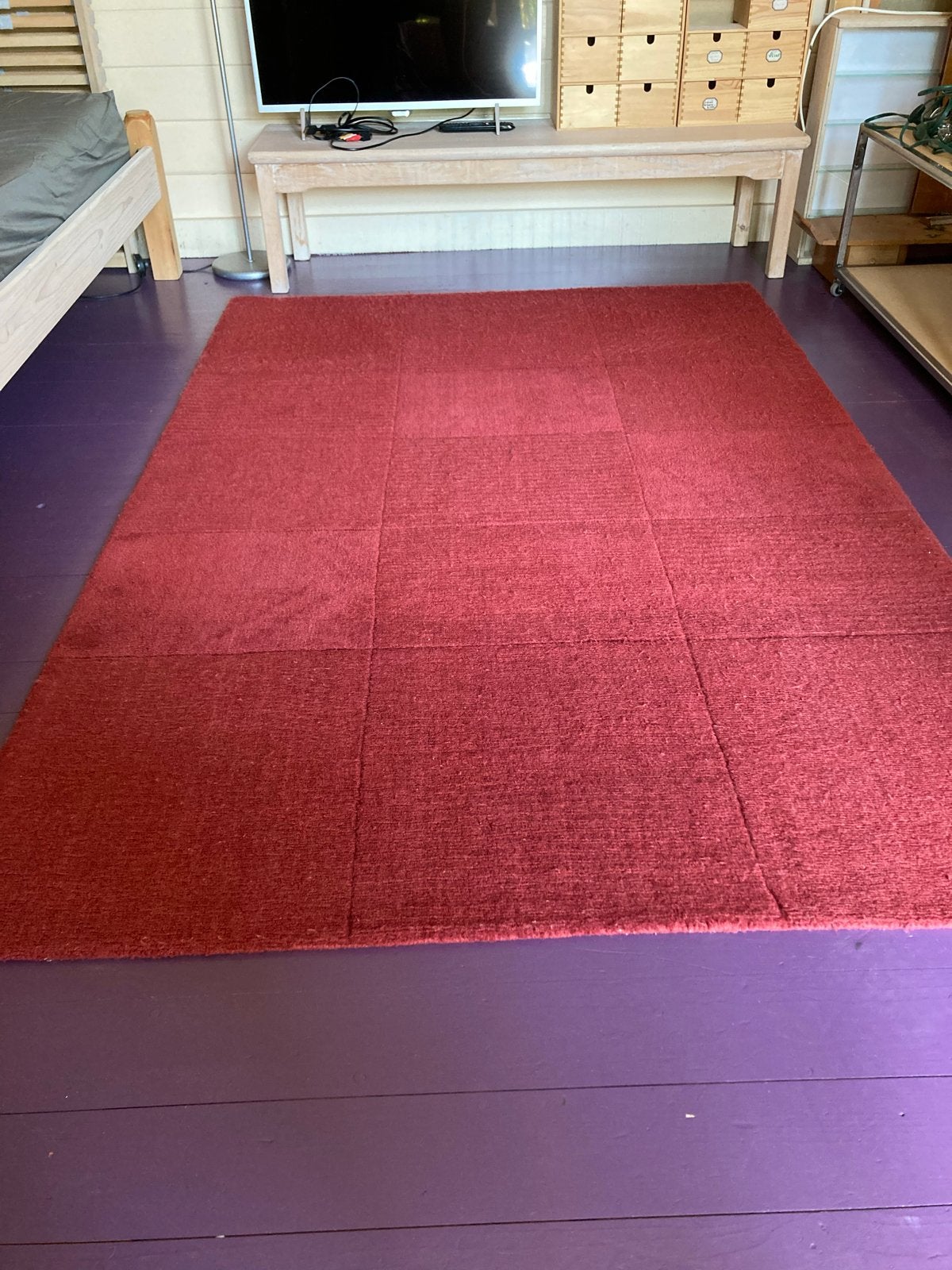IKEA Hellum Vloerkleed 140x200 Bordeaux Rood Wol/Nylon, Huis en Inrichting, Stoffering | Tapijten en Kleden, Ophalen, Gebruikt