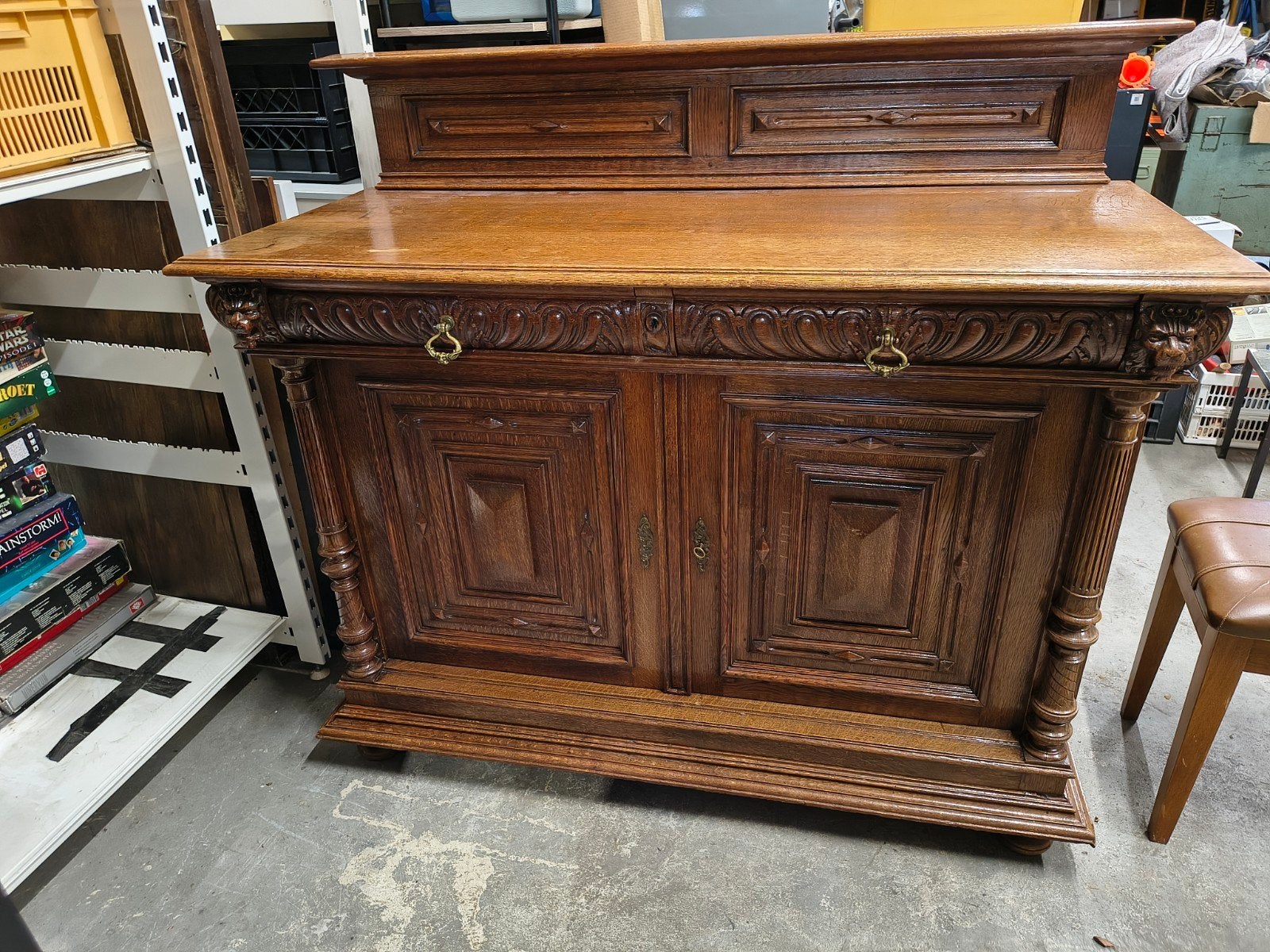 Antiek Mechels dressoir, Ophalen, Gebruikt, 100 tot 150 cm, .