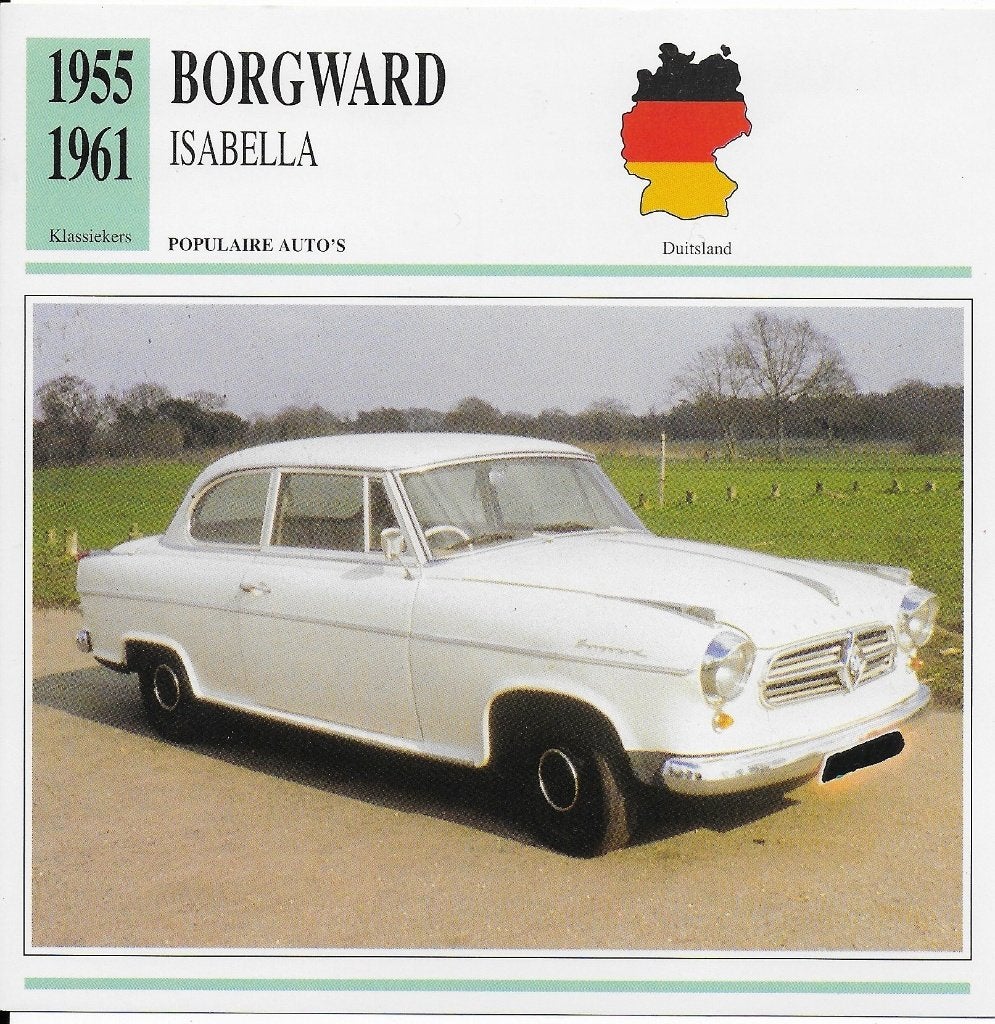 ma833 autokaart borgward isabella ( 1955 - 1961, Ophalen of Verzenden, Zo goed als nieuw, Auto's