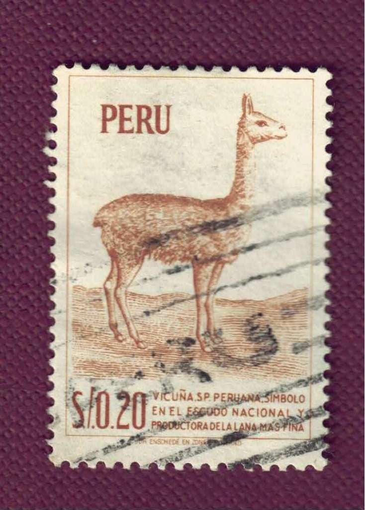Fauna - Dieren - Lama - Peru - S./0.20 - (2) - gebr, Ophalen of Verzenden, Gestempeld, Dier of Natuur