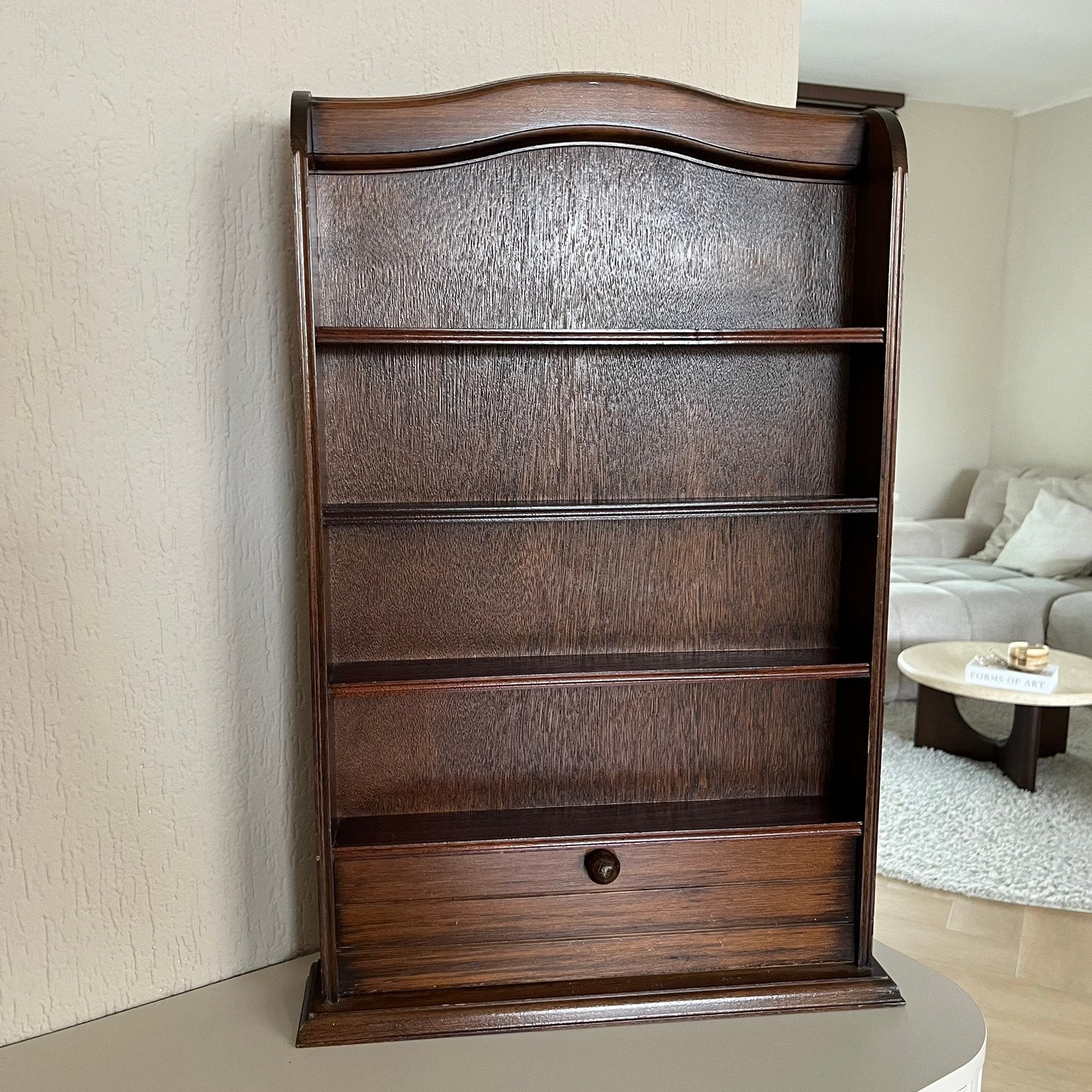 Antieke Engelse houten wand kruidenkast met lade, Antiek en Kunst, Ophalen of Verzenden