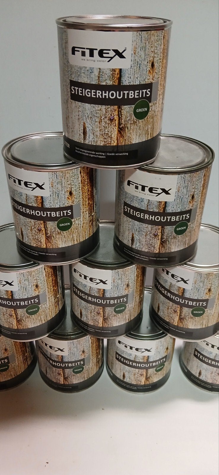Fitex Steigerhoutbeits Groen & Wit - 1L & 2.5L blikken, Nieuw, Beits, Ophalen of Verzenden, Minder dan 5 liter