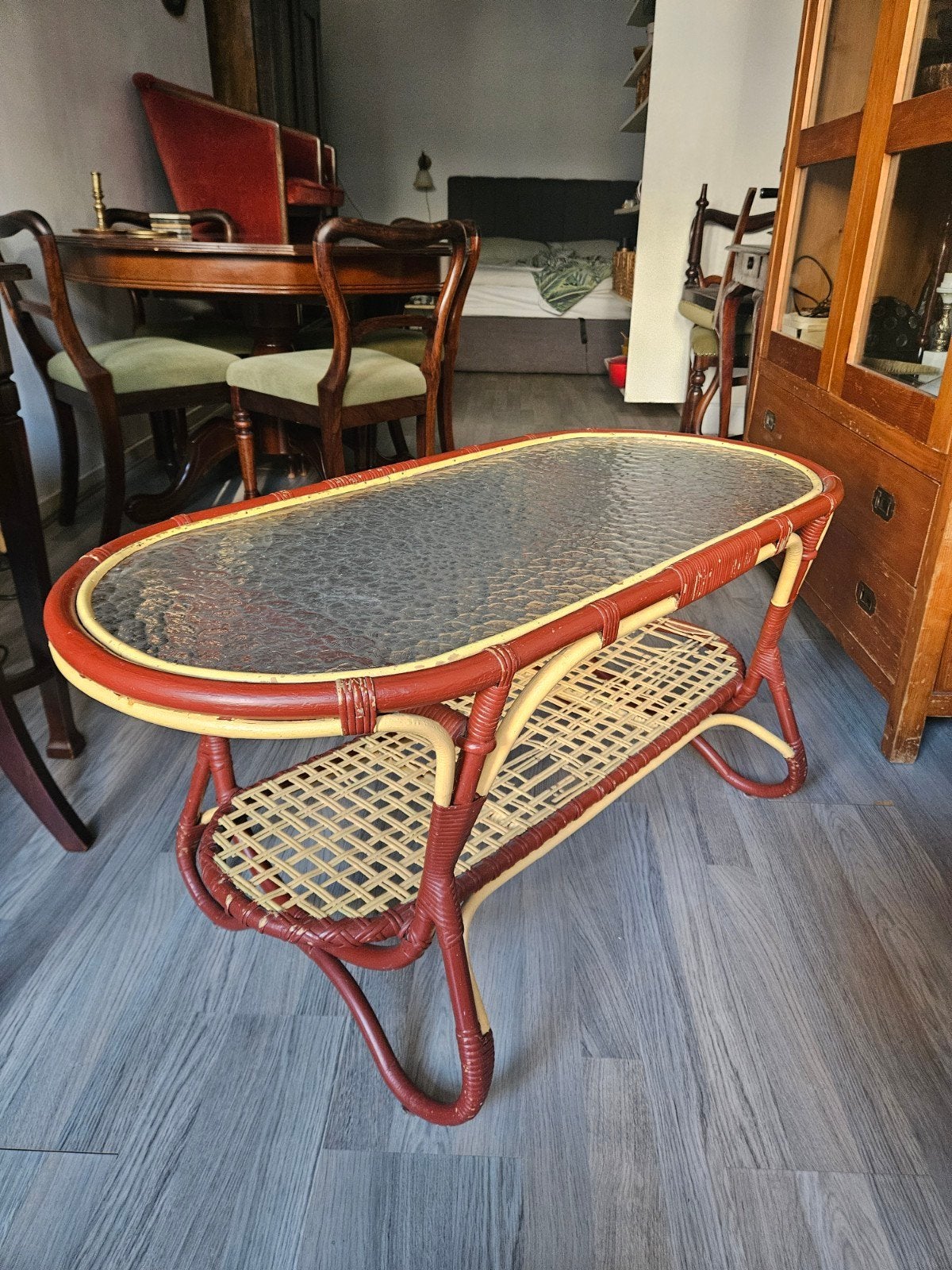Vintage rotan salontafel jaren 70/80, Ophalen