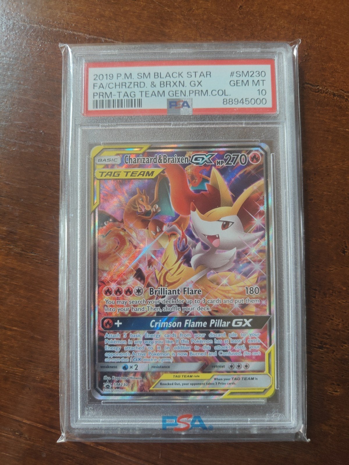 Charizard & Braixen GX Tag Team PSA 10 Pokémon Kaart, Ophalen of Verzenden, Nieuw, Losse kaart
