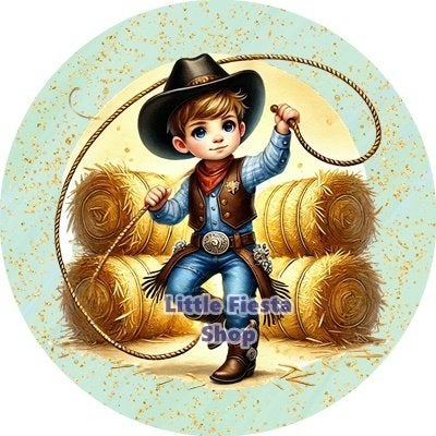 L1627 icing luxe cowboy 20cm eetbare taart print topper, Hobby en Vrije tijd, Taarten en Cupcakes maken, Nieuw, Versiering, Taarten