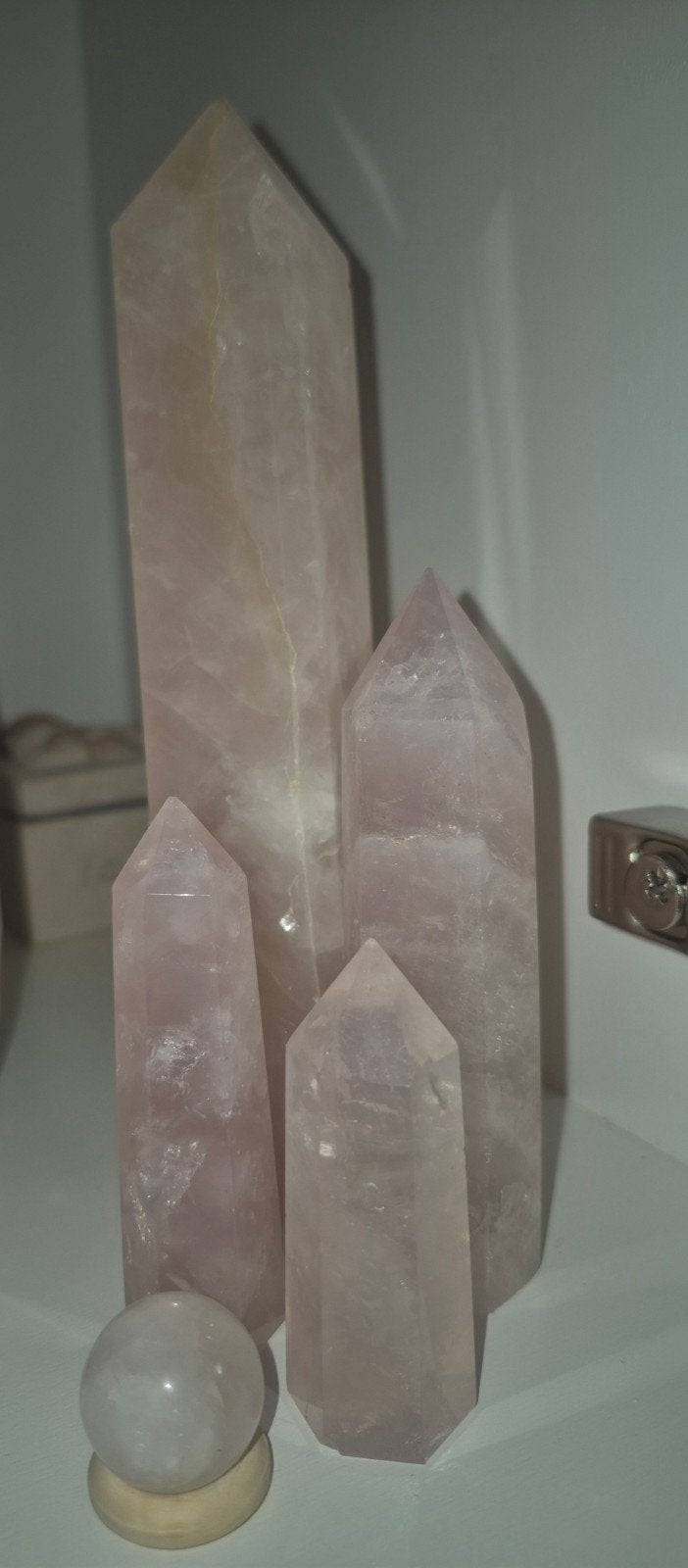 Rozenkwarts Kristallen Set l, Ophalen of Verzenden