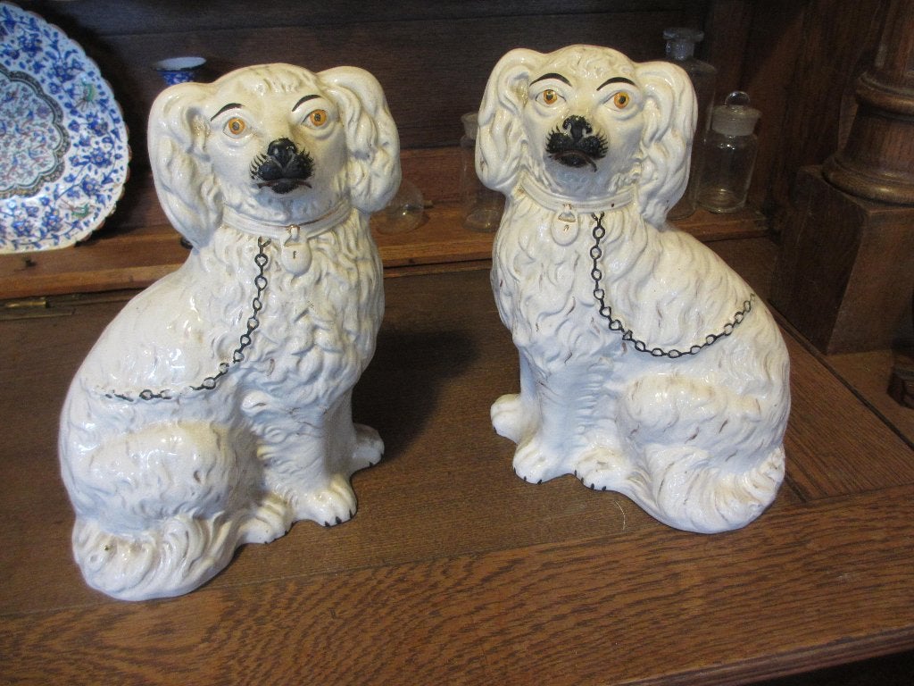 Antieke Staffordshire-honden Hoeren hondjes keramiek izgst, Ophalen of Verzenden