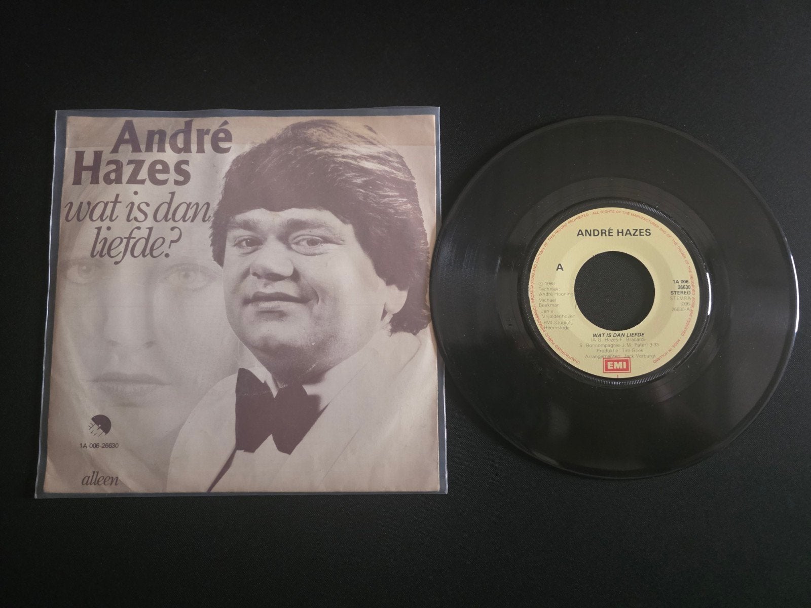 André Hazes - wat is dan liefde, Cd's en Dvd's, Gebruikt, 7 inch, Ophalen of Verzenden, Beschermende buitenhoes