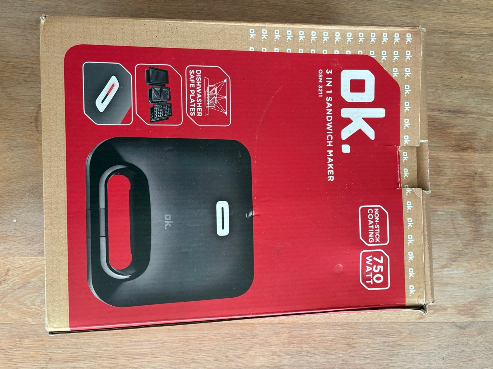 OK. ISM 3211 3-in-1 Sandwichmaker, Wafelijzer & Grill, Ophalen, Uitneembare platen, Zo goed als nieuw