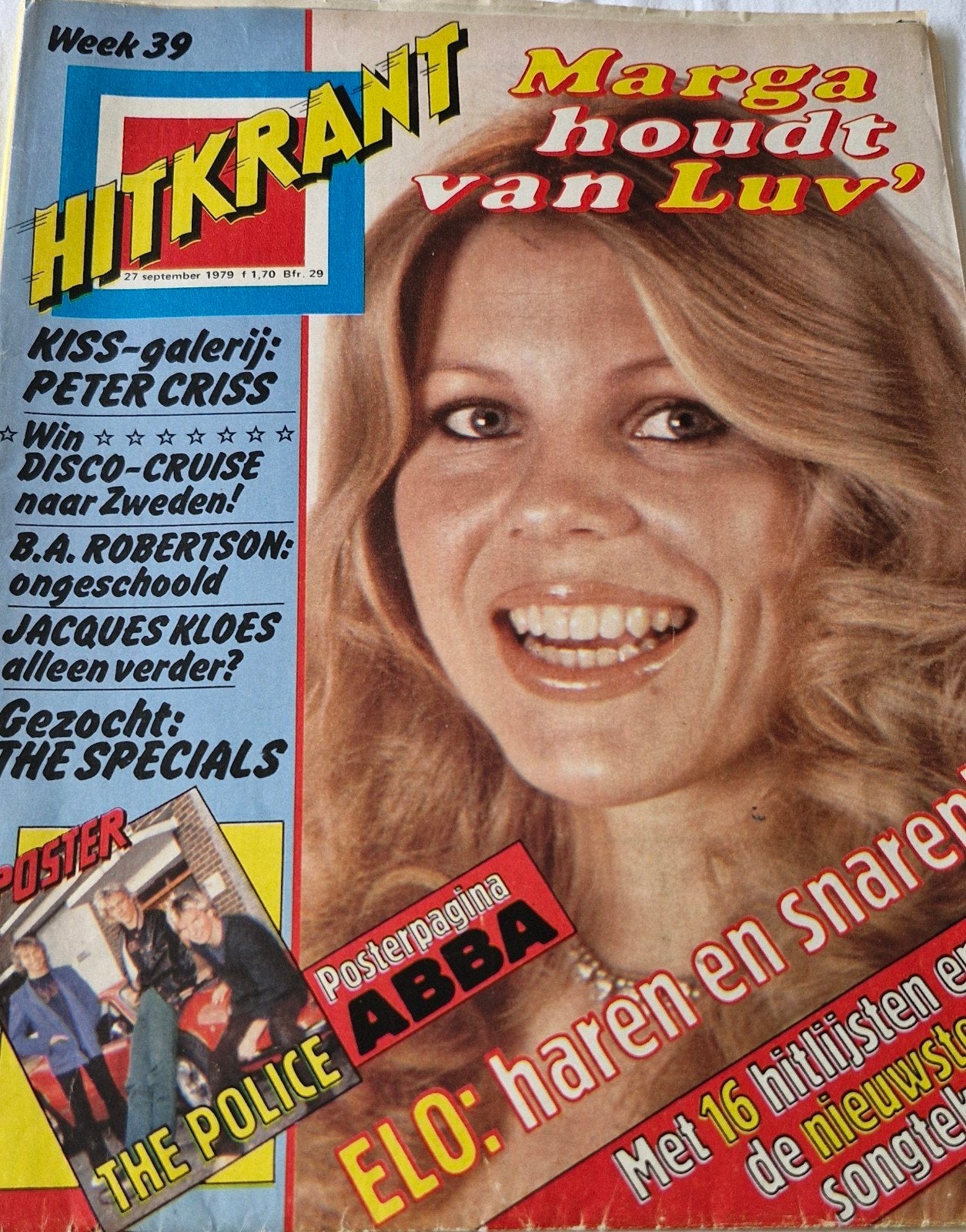 Hitkrant Magazine - Week 39, 1979 - ABBA, ELO, luv- police, Ophalen of Verzenden, Gelezen, Muziek, Film of Tv