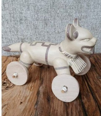 Mexico, De Azteken jaguar speelgoed ,,Aardewerk, Steen/keramiek, Mexico, Beige, Handgemaakt