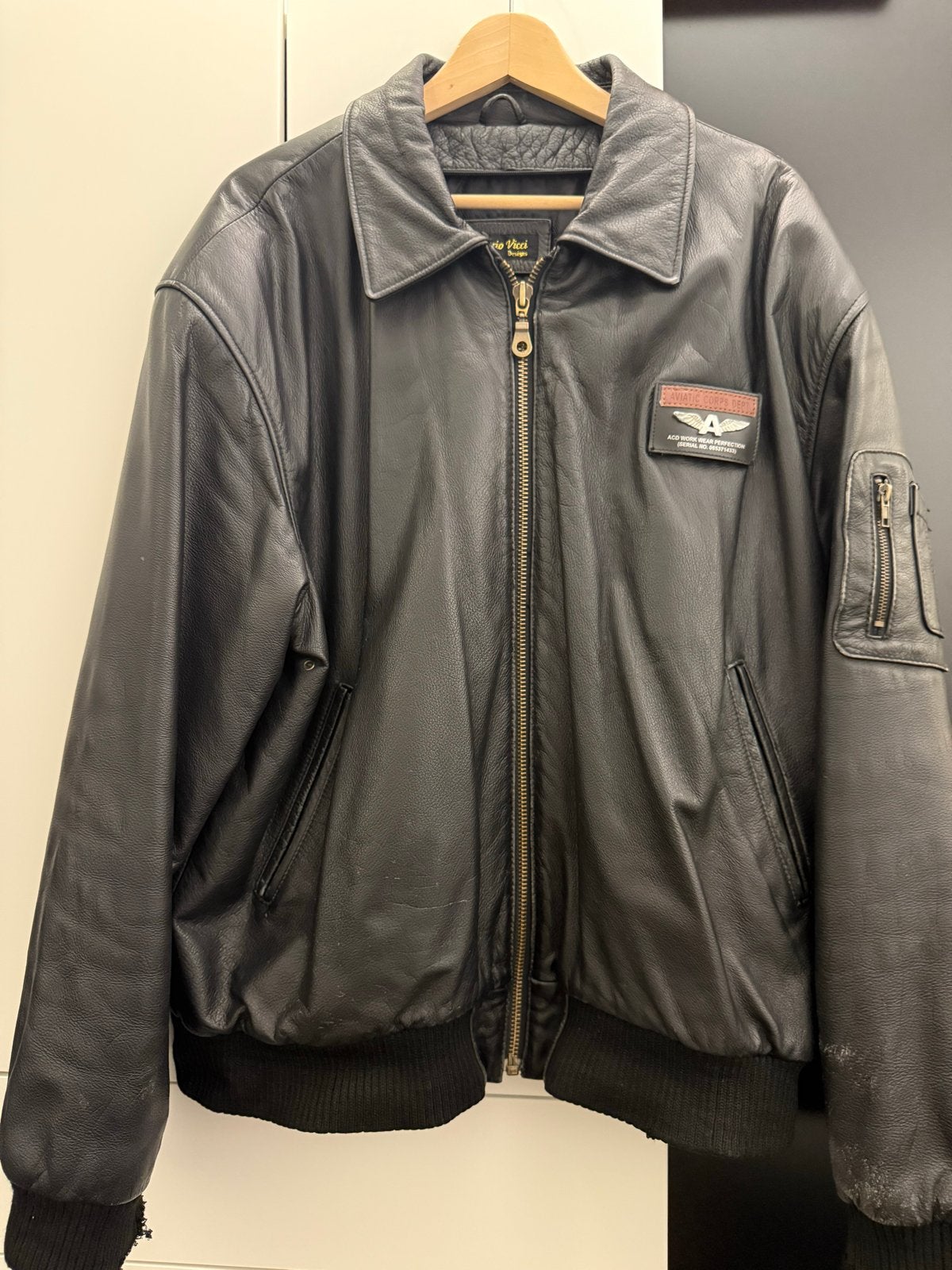 Valerio Vicci Leren Bomberjack, Ophalen of Verzenden, Zo goed als nieuw, Maat 56/58 (XL), Zwart