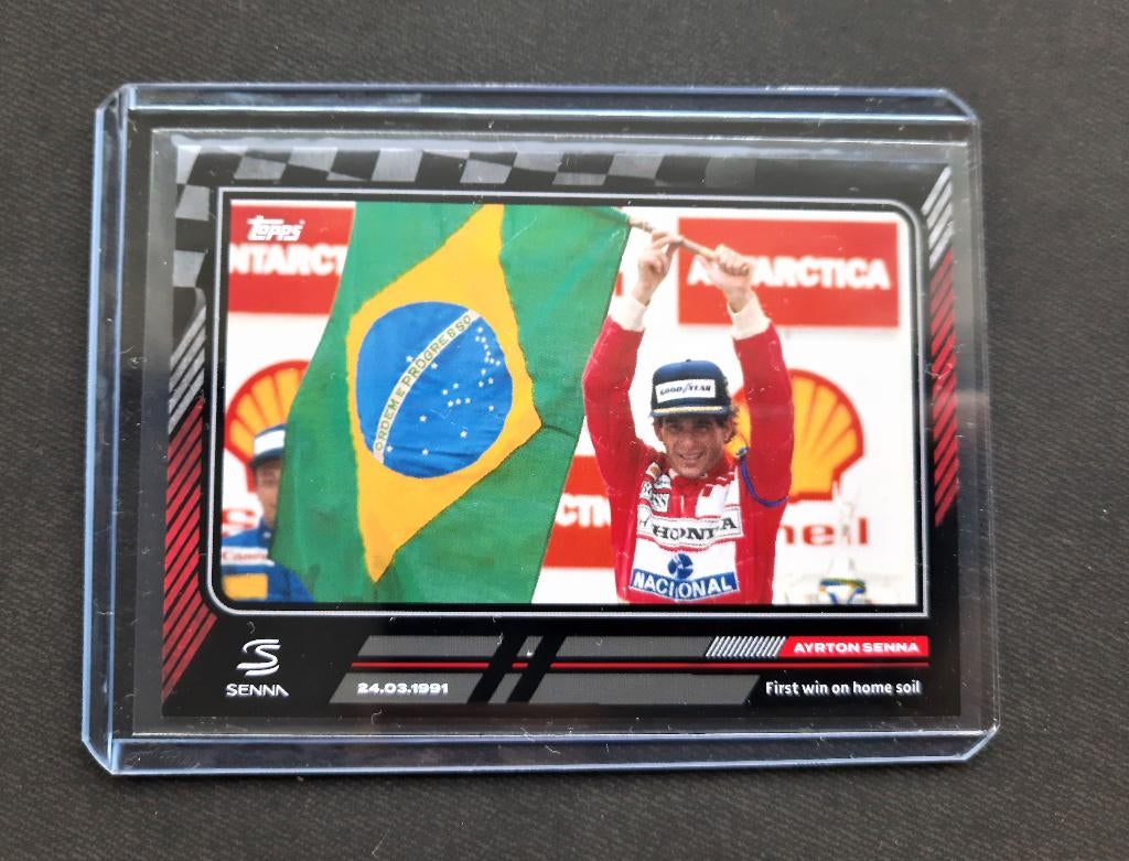 Ayrton Senna Topps kaart First Win on Home Soil 1991, Ophalen of Verzenden, Nieuw, Plaatje