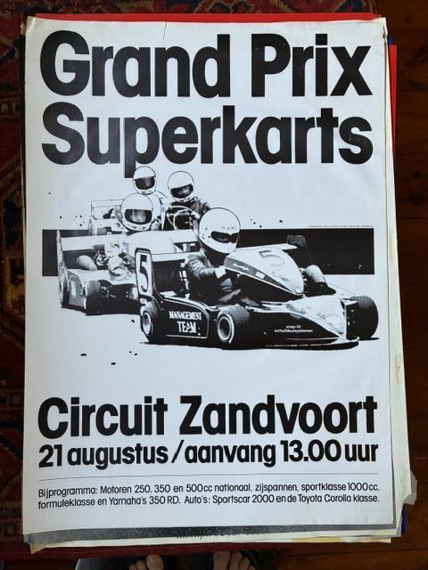 Poster Grand Prix Superkarts Circuit Zandvoort 1982 of 83, Ophalen of Verzenden, Gebruikt, Auto's