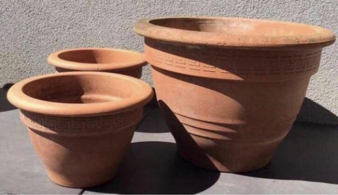 Oude Italiaanse Terracotta grote 43cm bloempot uniek, Ophalen, Gebruikt, 40 cm of meer, Rond