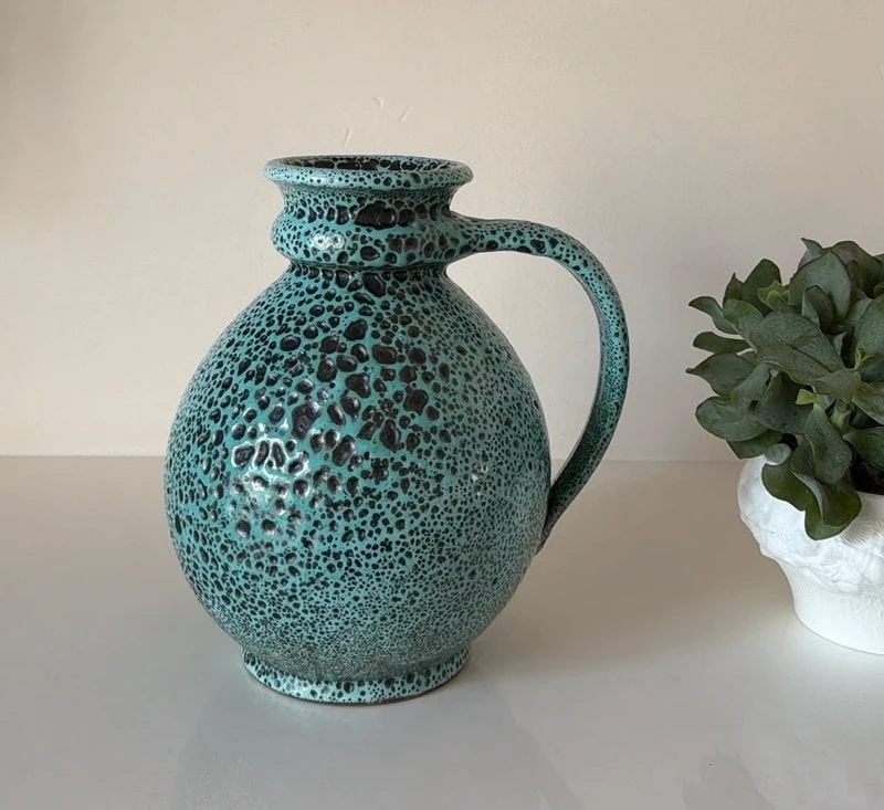 Wilhelm & Elly Kuch turquoise vaas, Huis en Inrichting, Overige kleuren, Met patroon/structuur, Ophalen of Verzenden, Zo goed als nieuw