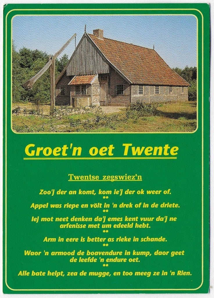 ( B2861 ) Groet 'n oet Twente gelopen Ansichtkaart, Verzamelen, Ansichtkaarten | Nederland, Ophalen of Verzenden, 1980 tot heden