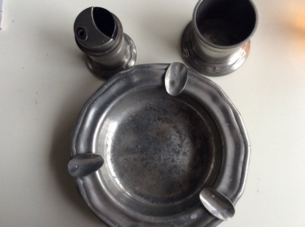 Vintage Tinnen Rookset - Tiel, Antiek en Kunst, Ophalen of Verzenden