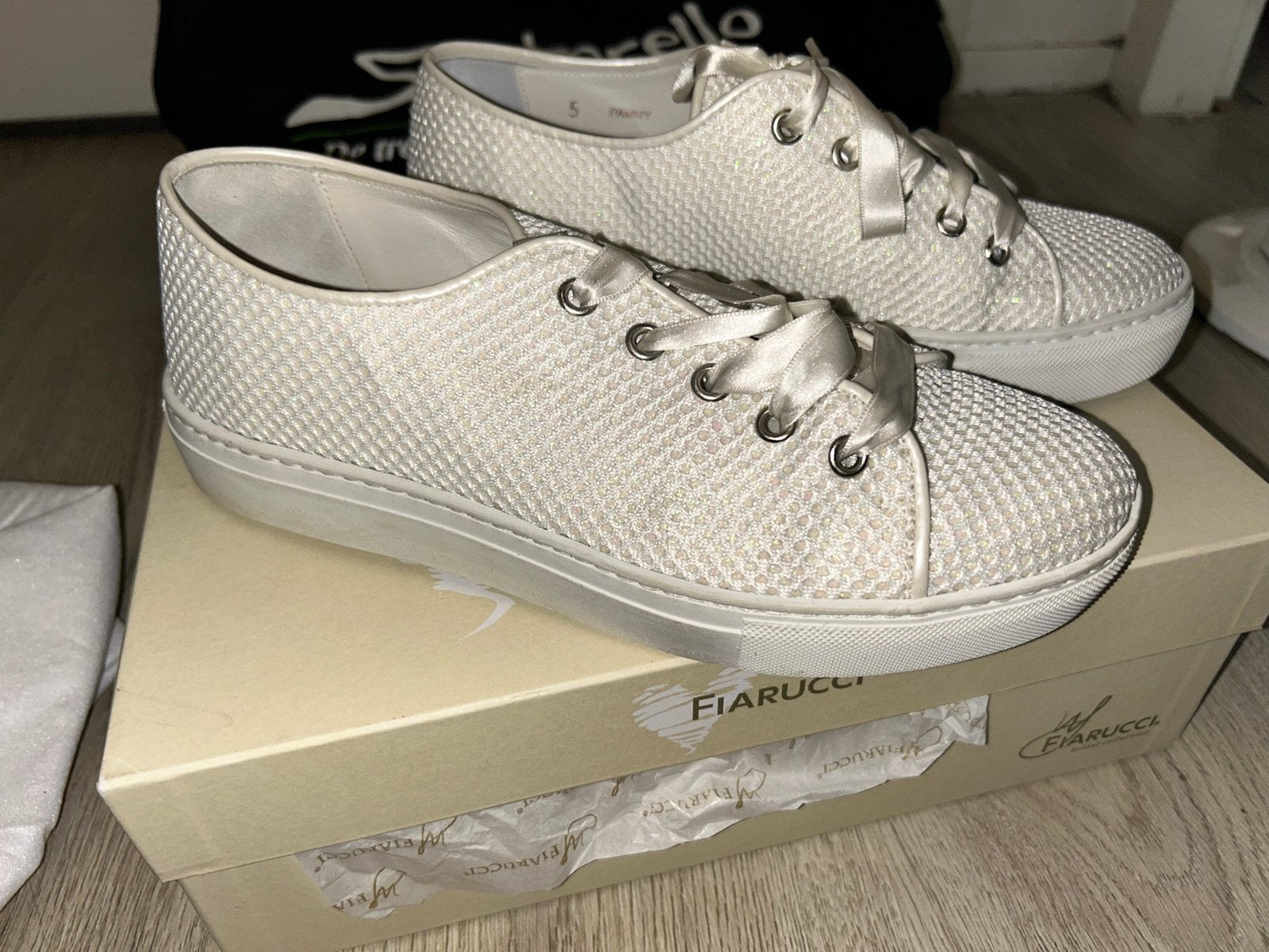 Fiarucci Pammy Sparkle Mesh Sneakers Maat 38, Ophalen of Verzenden, Zo goed als nieuw, Wit, Sneakers of Gympen