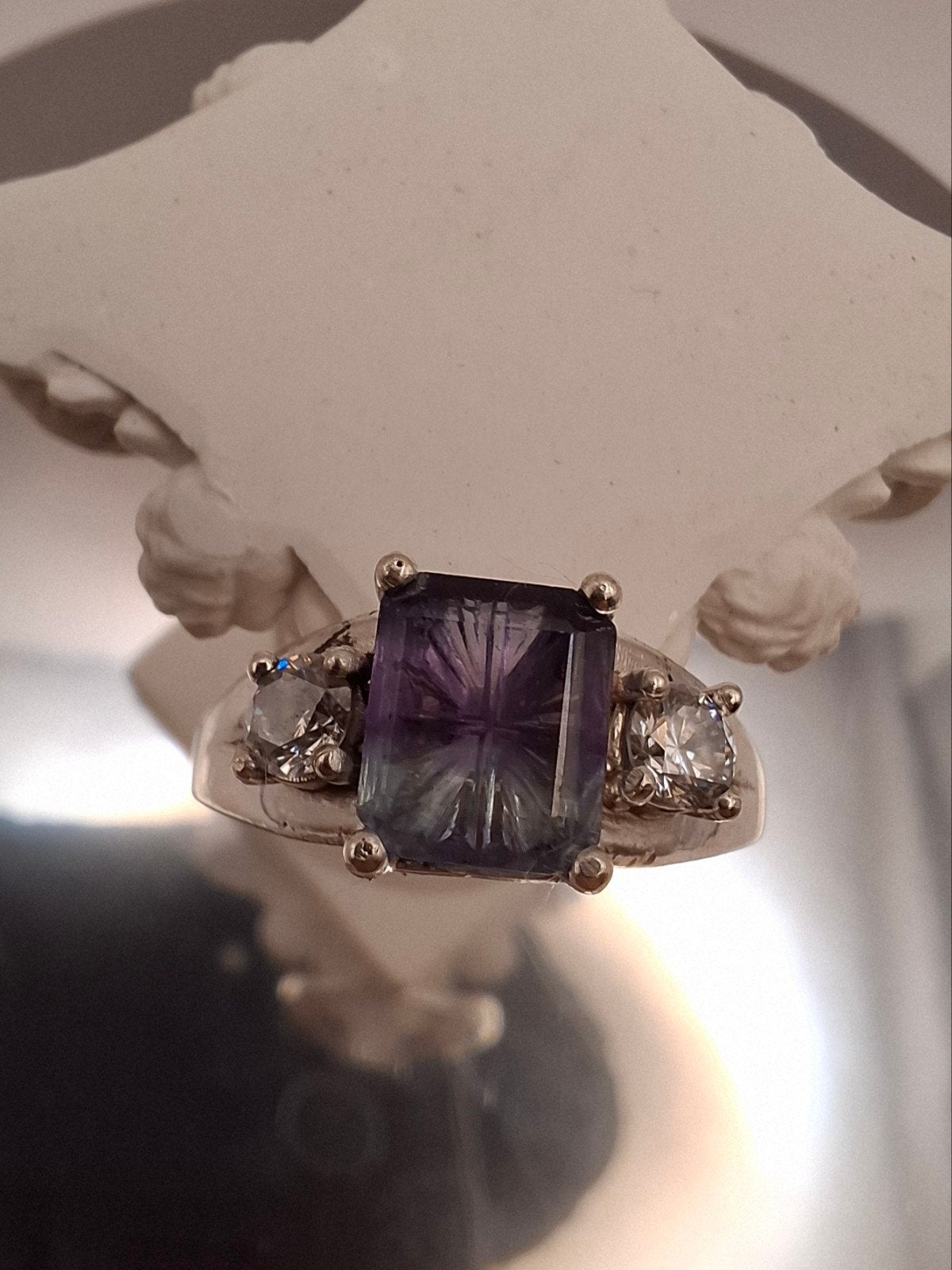Zilveren ring met starbrite geslepen fluoriet, US maat 9.5, Ophalen of Verzenden, 19 tot 20, Zilver, Zilver