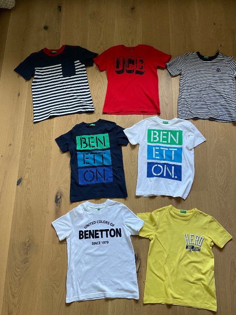 7 x shirt maat 122 Benetton, Kinderen en Baby's, Kinderkleding | Maat 122, Ophalen, Zo goed als nieuw, Shirt of Longsleeve, Jongen