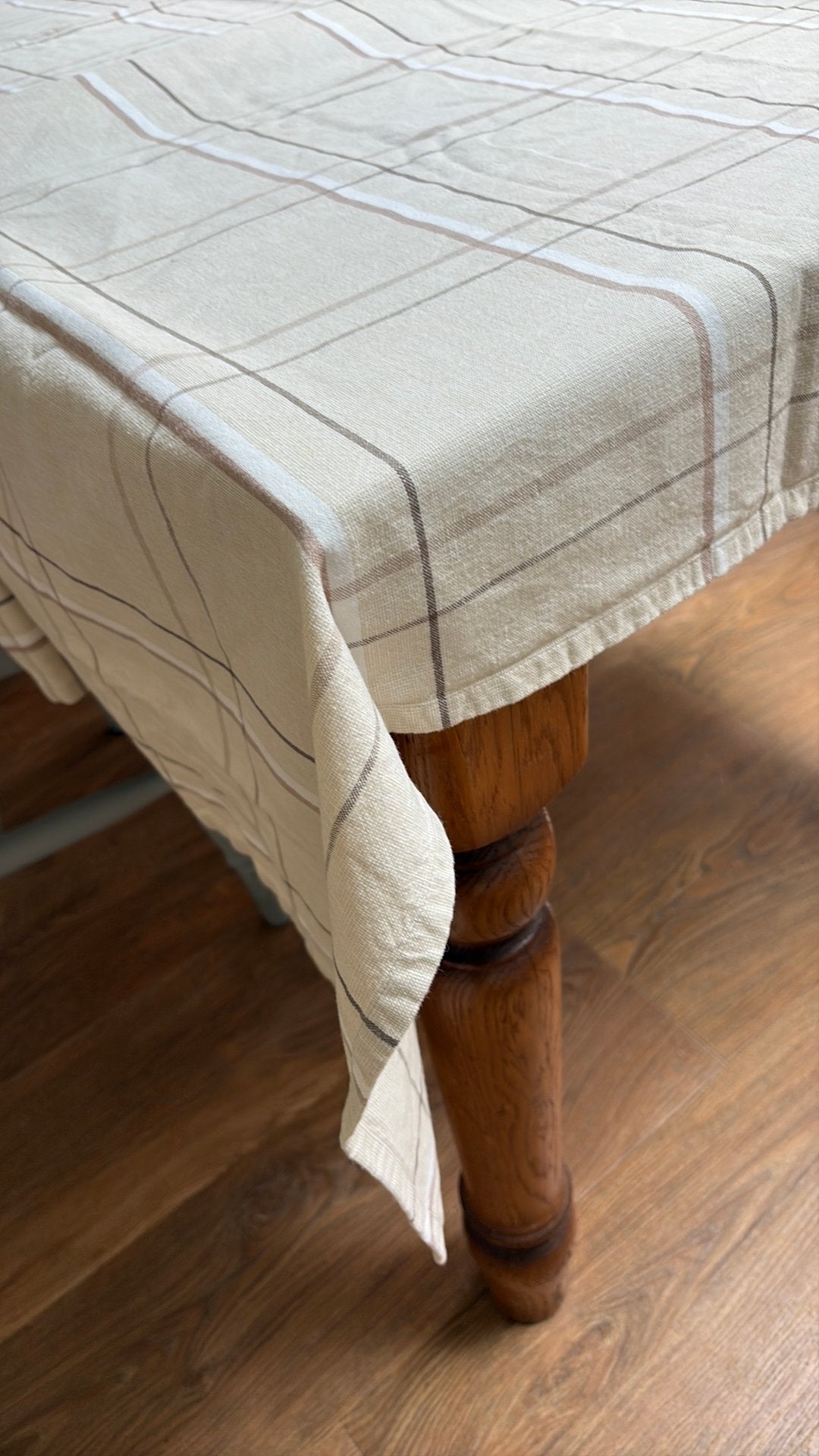 TAFELLAKEN 210x150 katoen beige ruit. Vintage, Ophalen of Verzenden, Zo goed als nieuw, Rechthoek