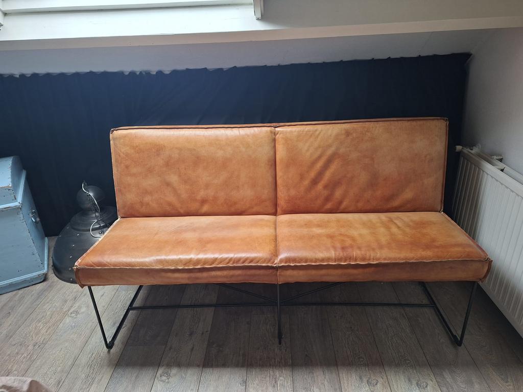 Buffalo Leren Tafelbank 160cm - Landelijk & Industrieel, Ophalen, Zo goed als nieuw, Leer, Landelijk, Industrieel