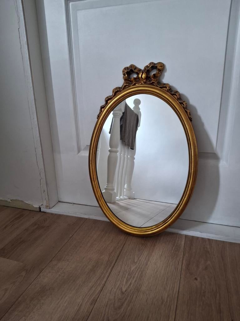 Mooie vintage spiegel met gouden lijst, Ophalen, Minder dan 50 cm, Gebruikt, Minder dan 100 cm
