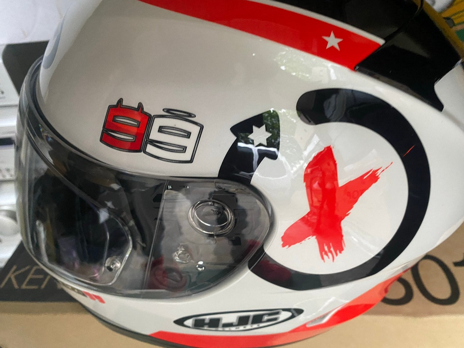 HJC Integraalhelm - Jorge Lorenzo 99 Replica, Motoren, Heren, HJC, Ophalen of Verzenden, Integraalhelm