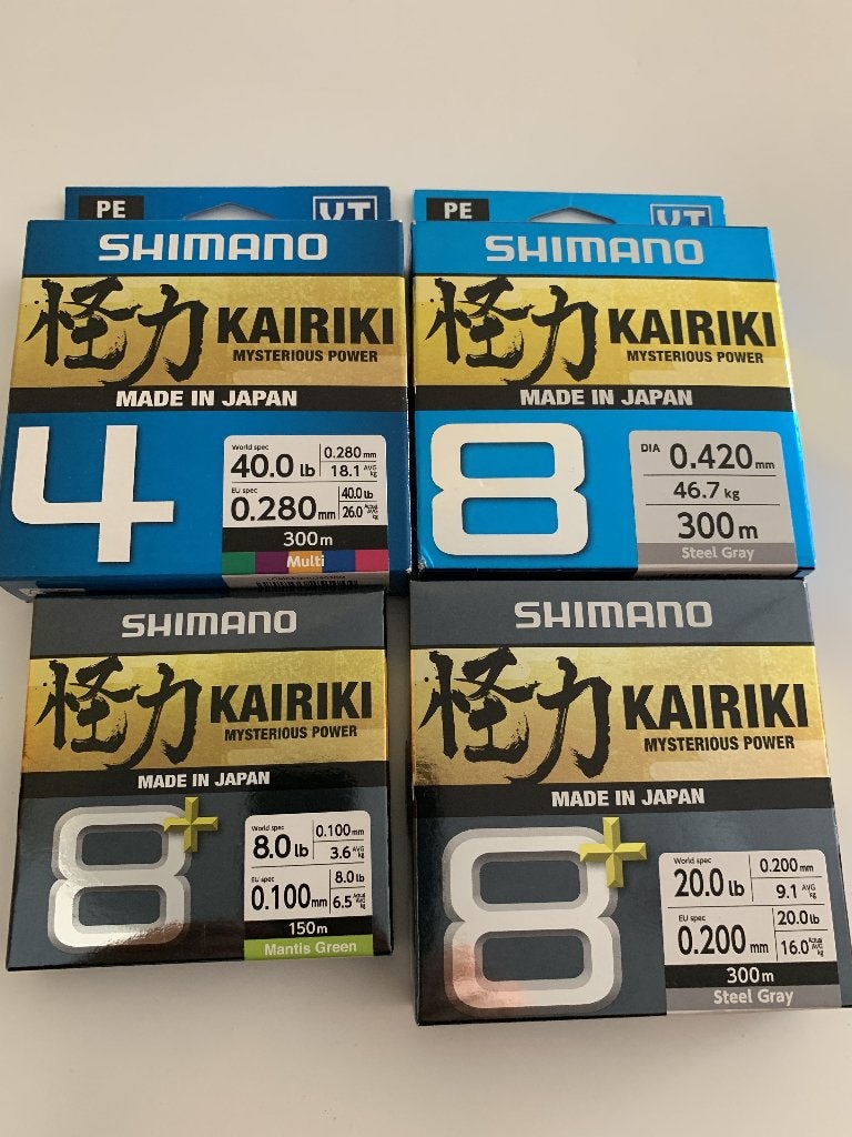 Shimano Kairiki 4 en 8 gevlochten lijn 0,10-0,20-0,42mm, Watersport en Boten, Hengelsport | Roofvissen, Ophalen of Verzenden, Nieuw