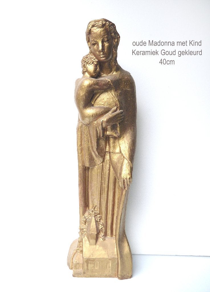Art Deco Maria met Kind Keramiek heiligenbeeld 40cm, Ophalen