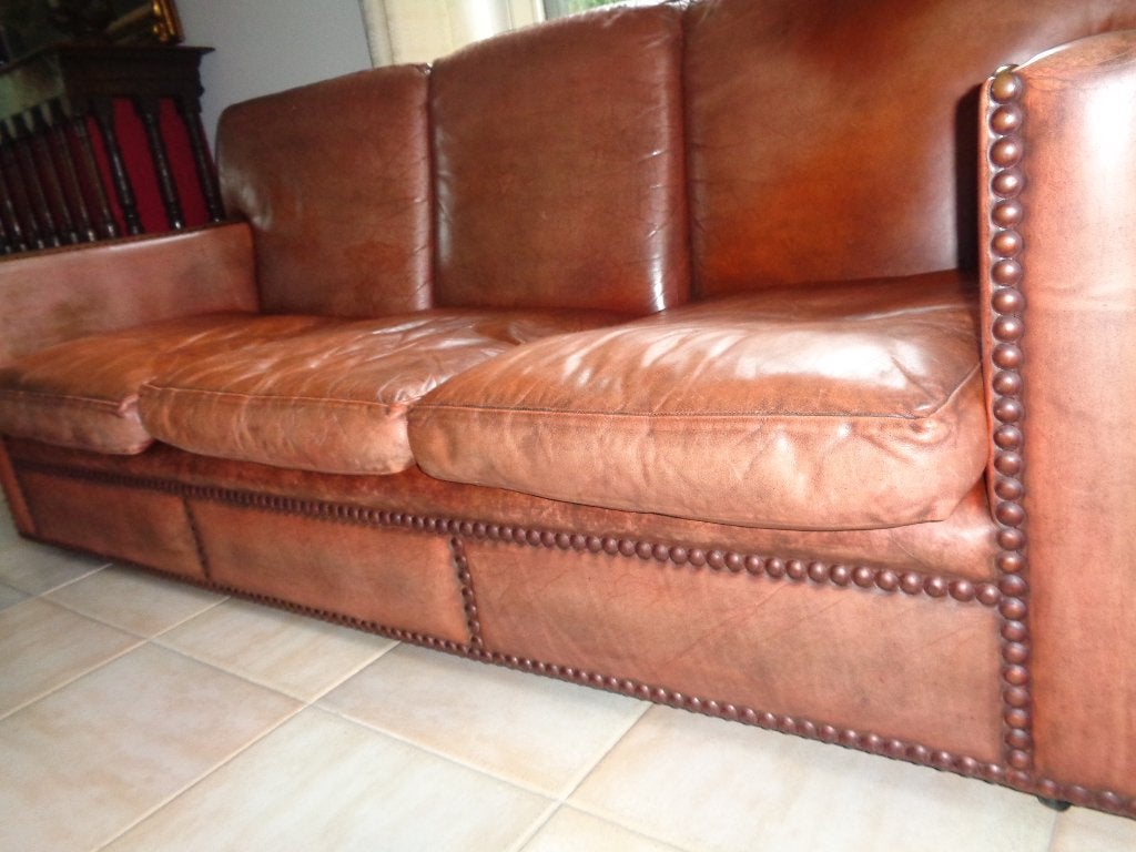 *Prachtige originele BOLTON 3-zits in dik buffelleder, Ophalen, Driepersoons, Zo goed als nieuw, 200 tot 250 cm