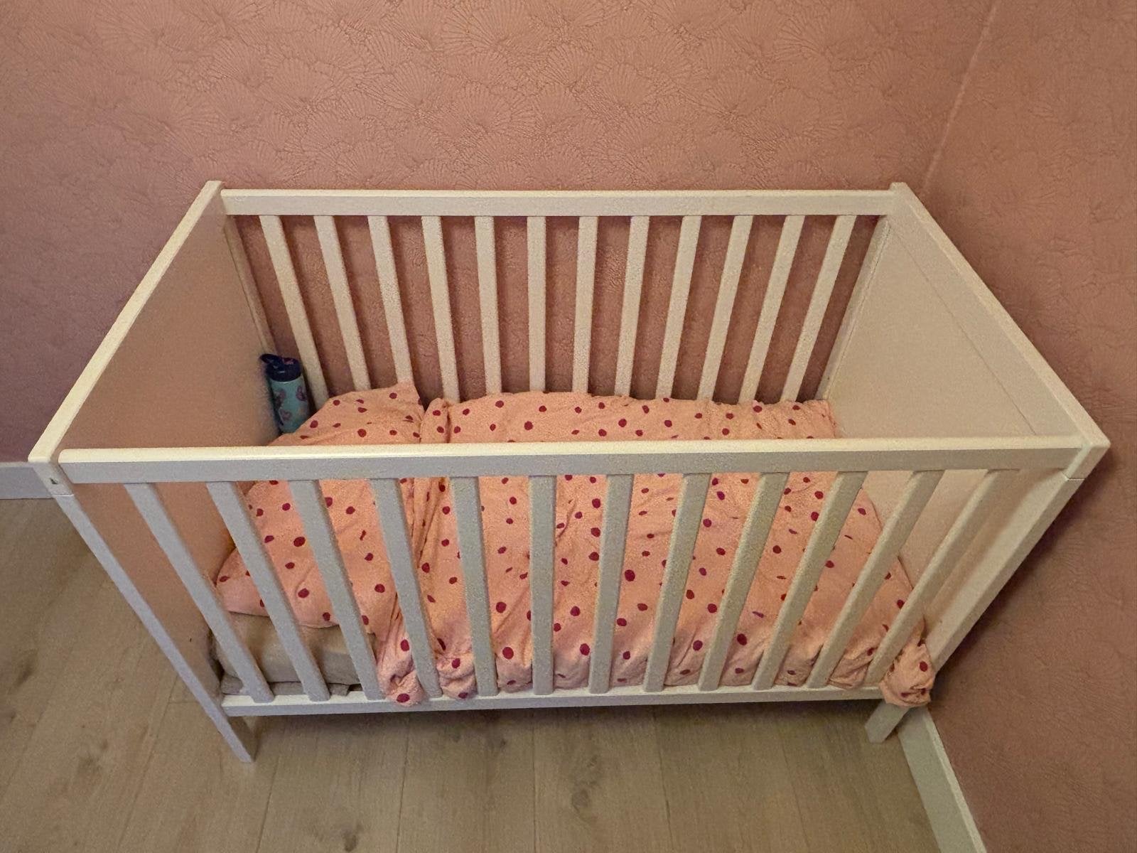 Wit ledikant (IKEA)met lattenbodem(zonder matras), Ophalen, Gebruikt, 70 tot 85 cm, 140 tot 160 cm