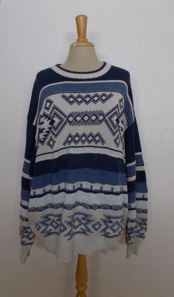 70% katoenen aztec look vintage print trui! 54, Verzenden, Zo goed als nieuw, Maat 46/48 (XL) of groter, Blauw