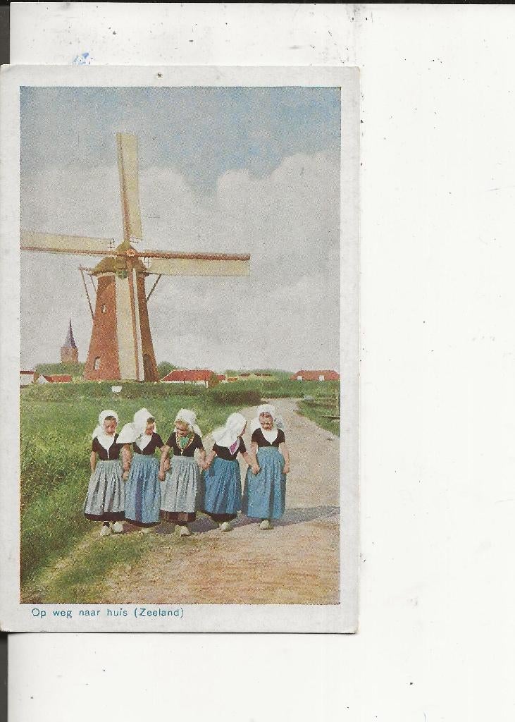Zeeland Vijf meisjes bij de Molen, Verzamelen, Ophalen of Verzenden, 1920 tot 1940, Ongelopen, Zeeland