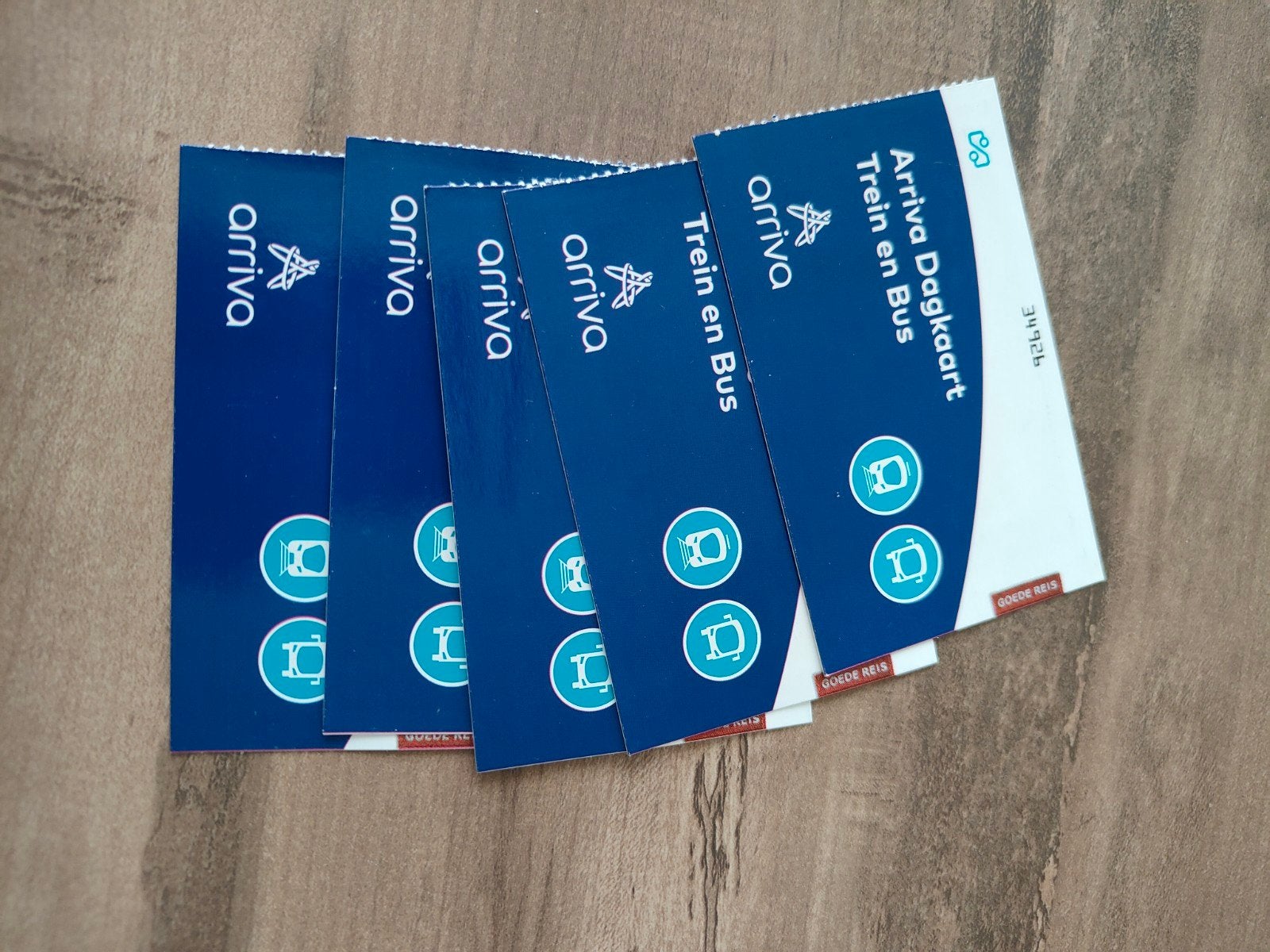 5 Arriva dagkaarten trein en bus, Tickets en Kaartjes, Twee personen, Trein, Nederland, Algemeen kaartje