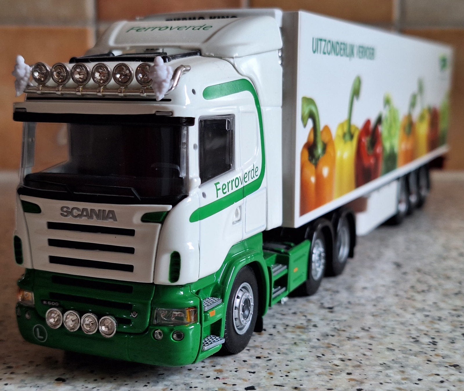 SCANIA R500 trekker met koeloplegger Ferroverde/the Greenery, Ophalen of Verzenden, Nieuw, Bus of Vrachtwagen, Tekno