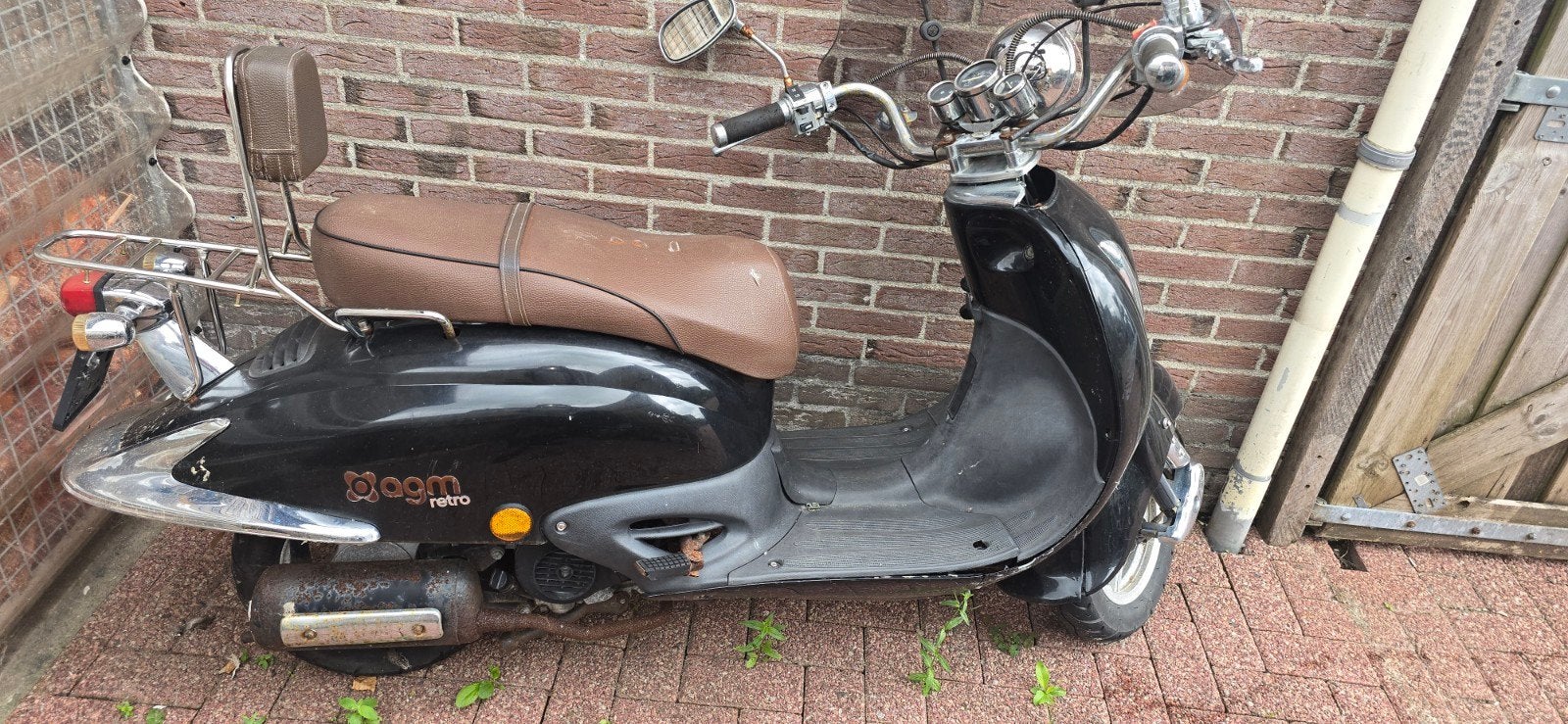 AGM Bloom Retro Scooter Zwart - Gebruikt, Fietsen en Brommers, Scooters | Overige merken, Ophalen of Verzenden, Gebruikt, Benzine