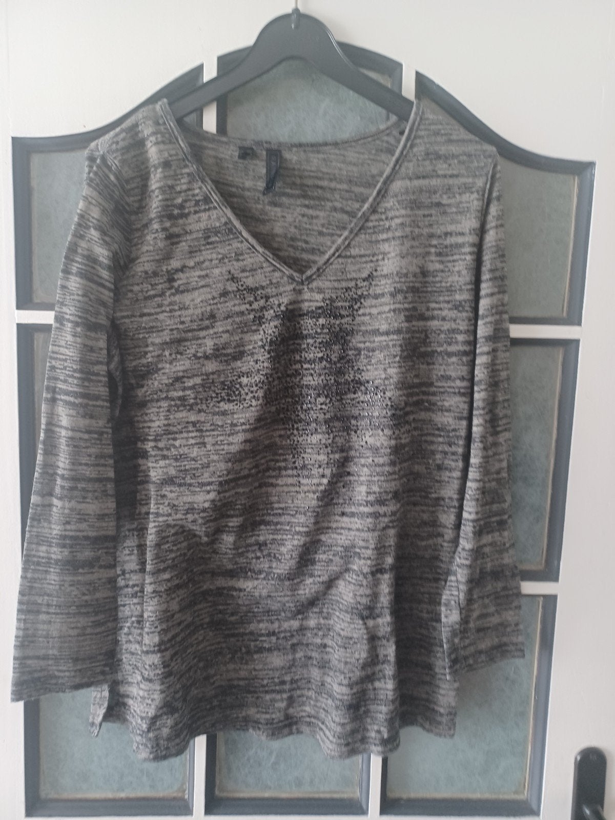 Grijs / zwart longsleeve shirt, maat 40/42, Maat 38/40 (M), Rainbow, Zwart, Ophalen of Verzenden