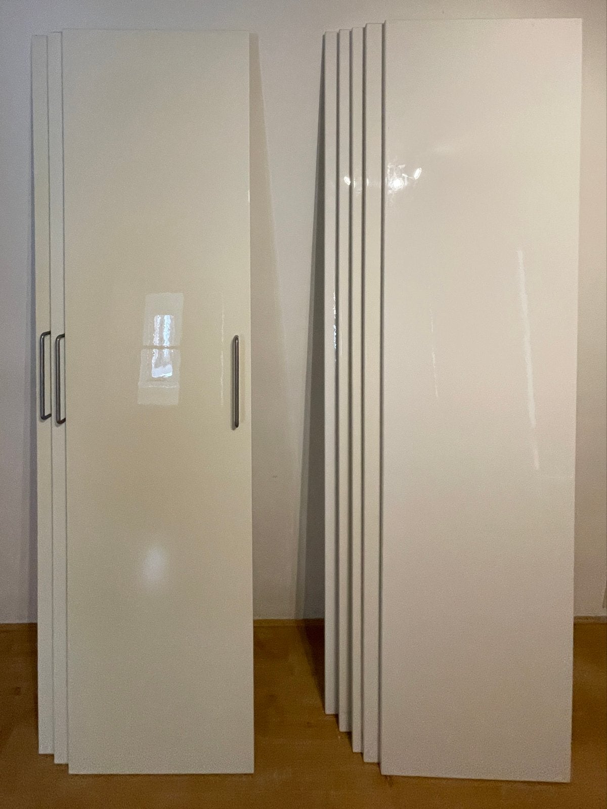 Gratis: 8 IKEA kastdeuren wit hoogglans, 2.05m, gebruikt., Ophalen, Gebruikt