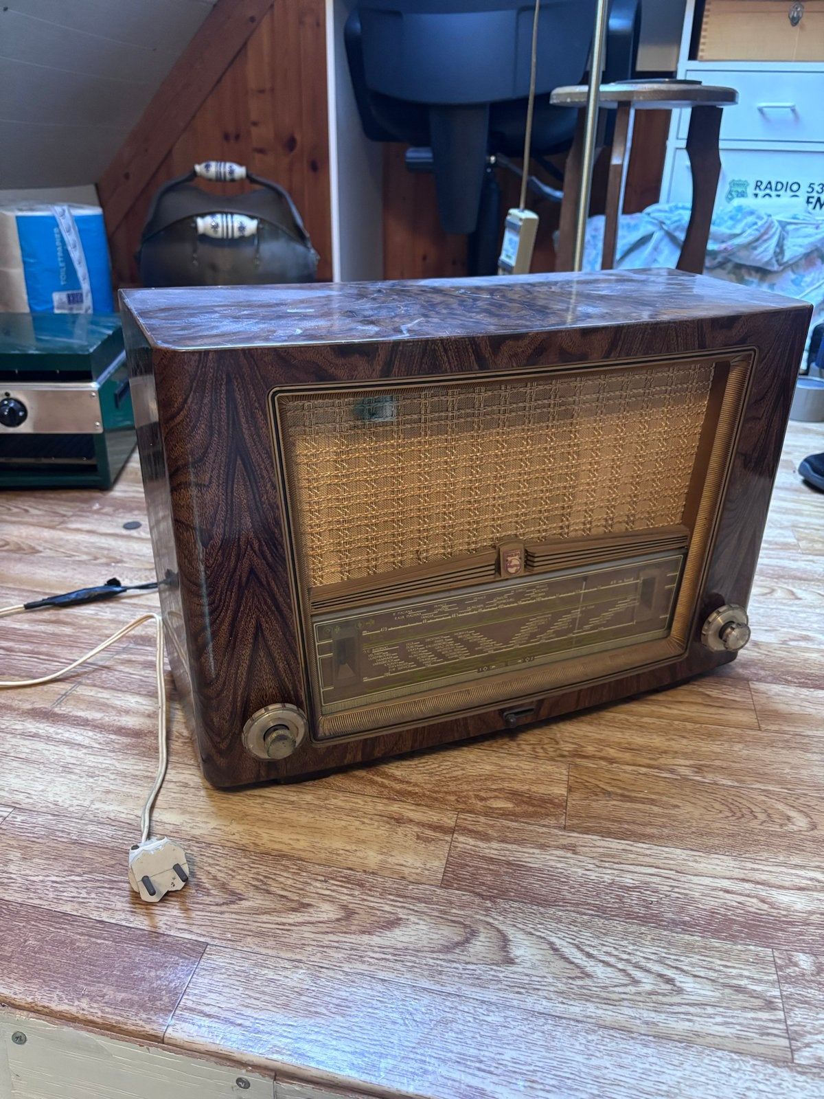 Vintage Philips buizenradio - Prachtig decoratief stuk, Audio, Tv en Foto, Radio's, Ophalen, Gebruikt, Radio