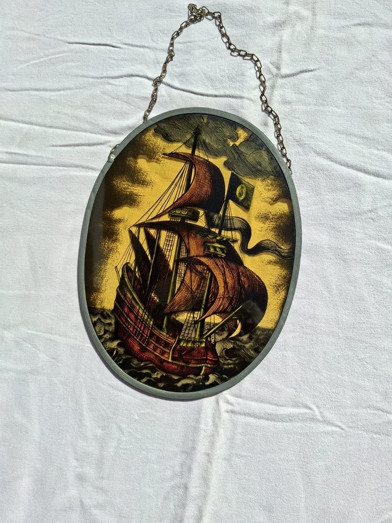 Glazen raamhanger met zeilschip, Antiek en Kunst, Antiek | Glas en Kristal, Ophalen