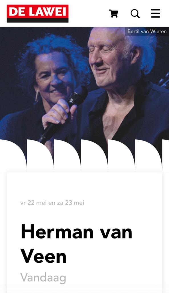 Ticket Herman van Veen VANAVOND!!!, Ophalen of Verzenden